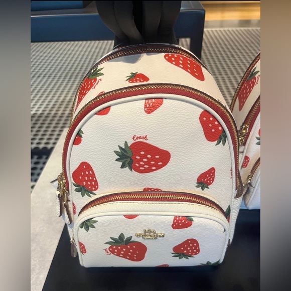 NWT Coach Wild Strawberry Print Mini Court Backpack Multifunction - Picture 2 of 4